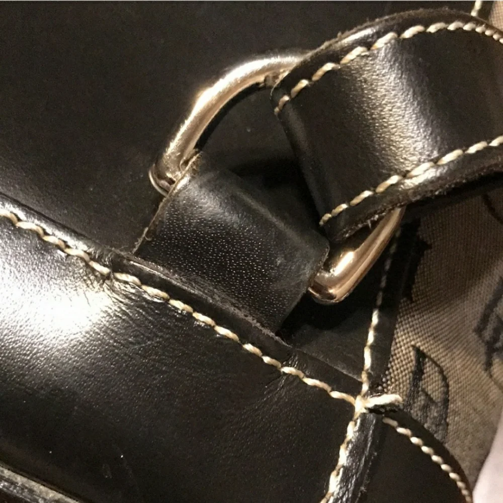 Vtg Dooney & Bourke signature monogram canvas leather backpack